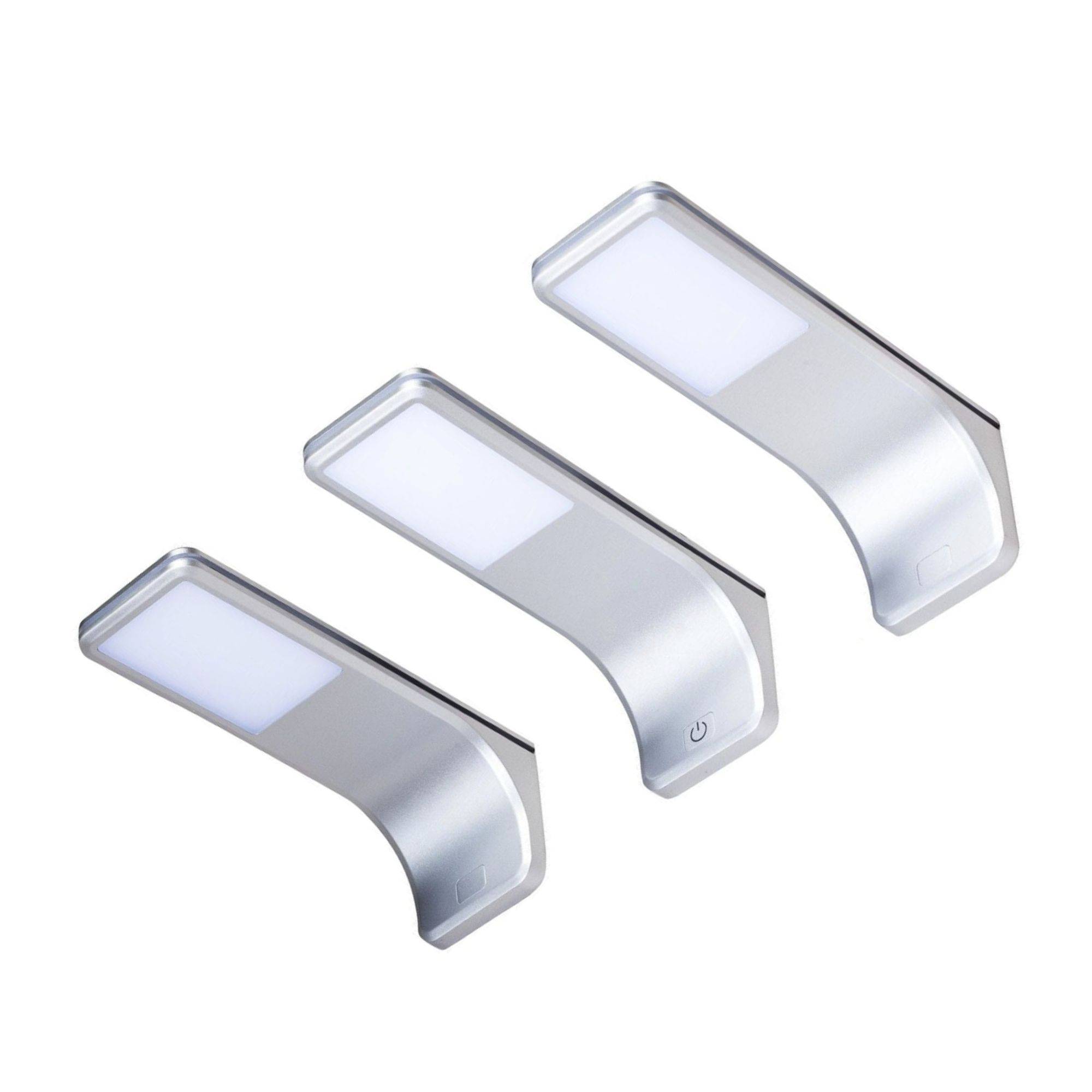 kalb | LED Unterbauleuchte Schrankbeleuchtung, 3.5W 170 Lumen flach silbergrau, dimmbar mit Touch-Schalter, Plug & Play Set 1-4er warmweiß 3000K