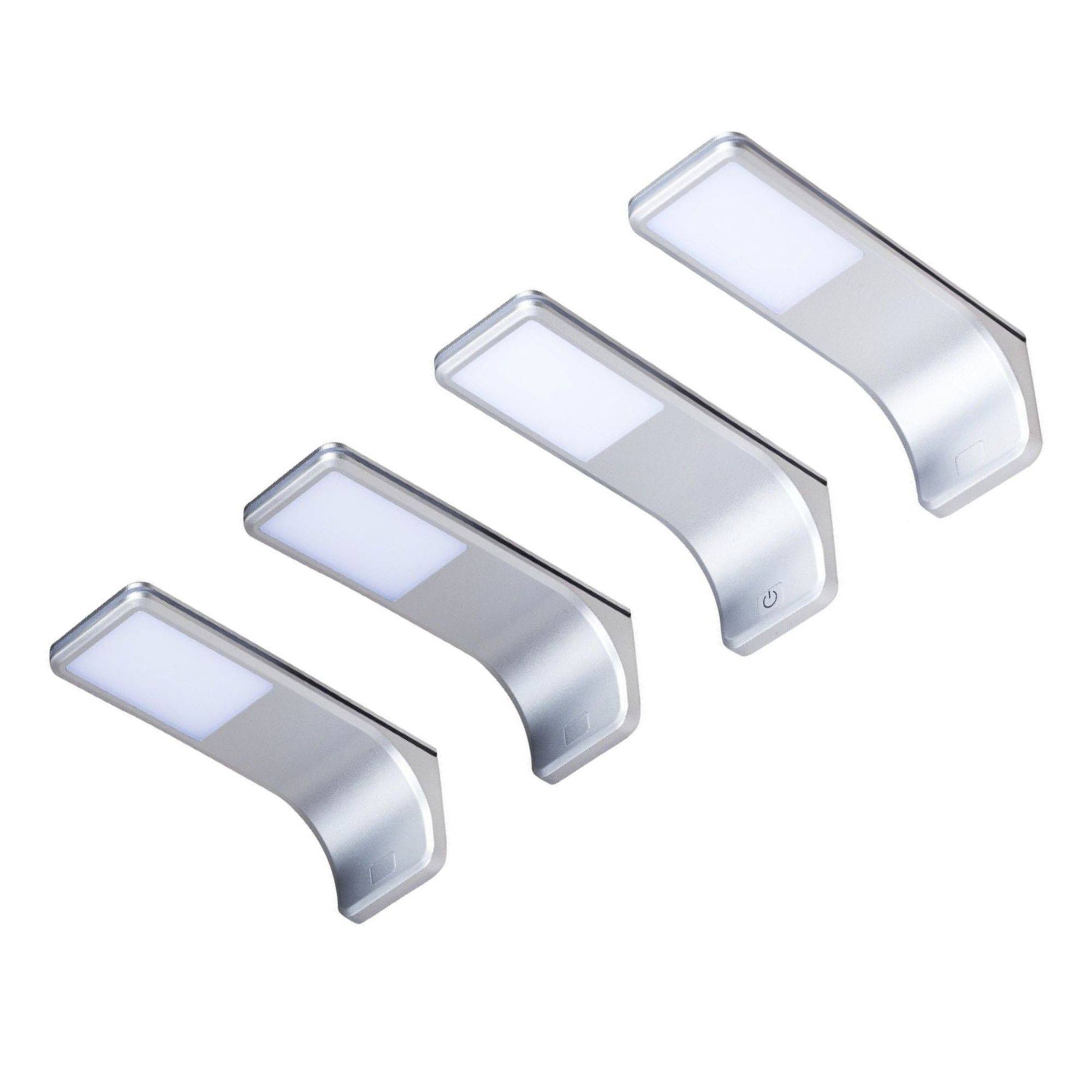 kalb | LED Unterbauleuchte Schrankbeleuchtung, 3.5W 170 Lumen flach silbergrau, dimmbar mit Touch-Schalter, Plug & Play Set 1-4er warmweiß 3000K