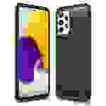 NALIA Design Case für Samsung Galaxy A72, Carbon Look Handyhülle Silikon Cover