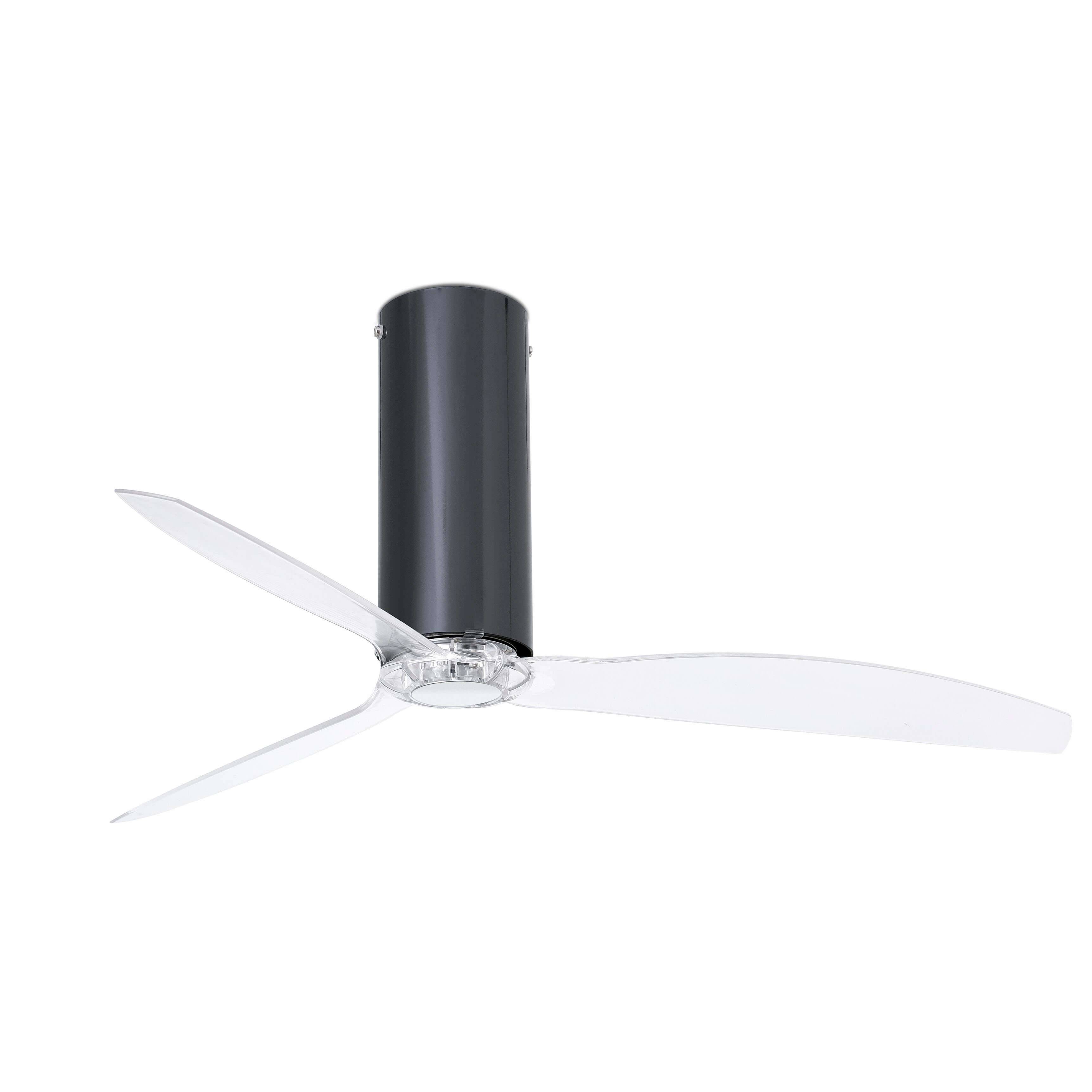 DC Deckenventilator Tube Schwarz glänzend / Klar mit Fernbedienung