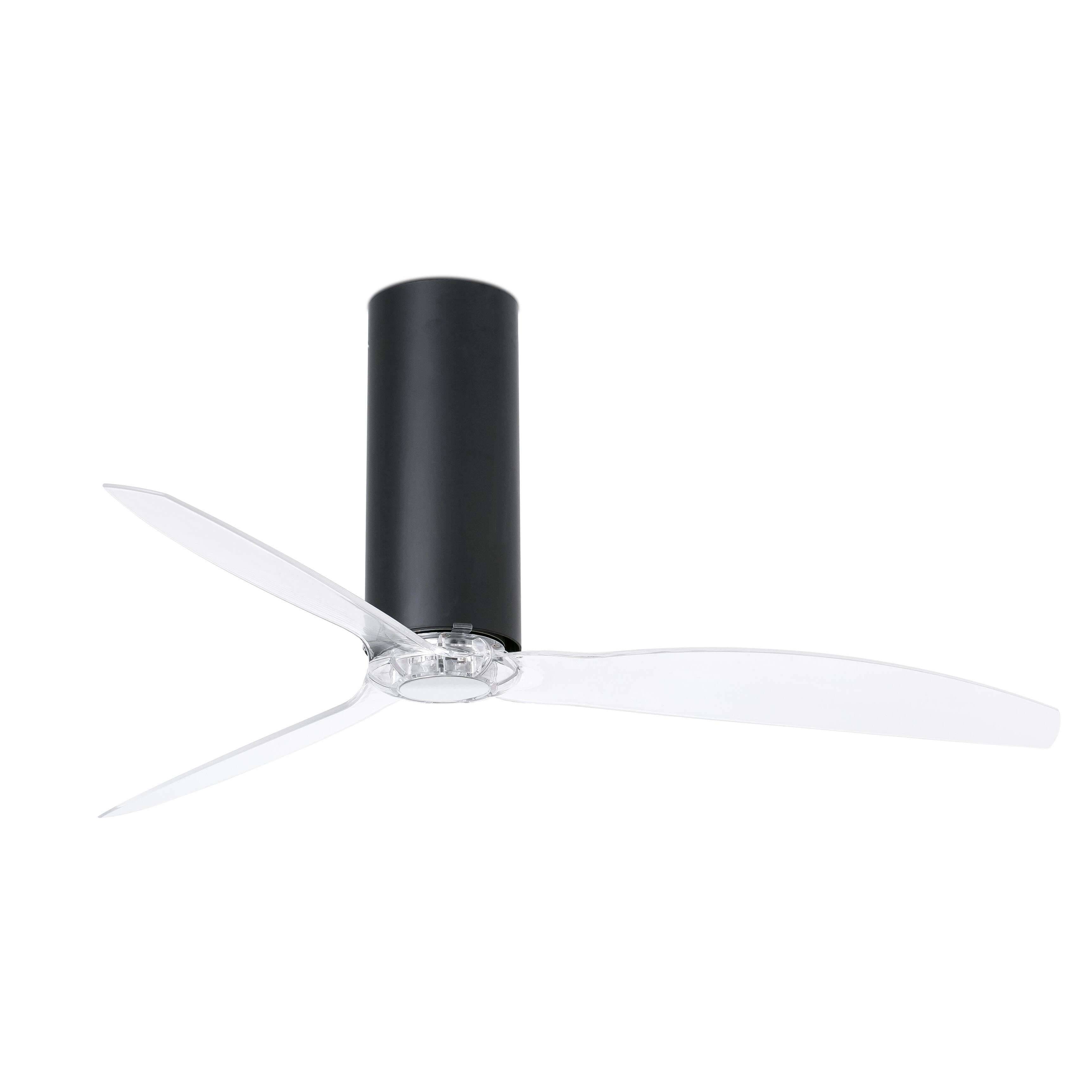 DC Deckenventilator Tube Schwarz matt / Klar mit Fernbedienung