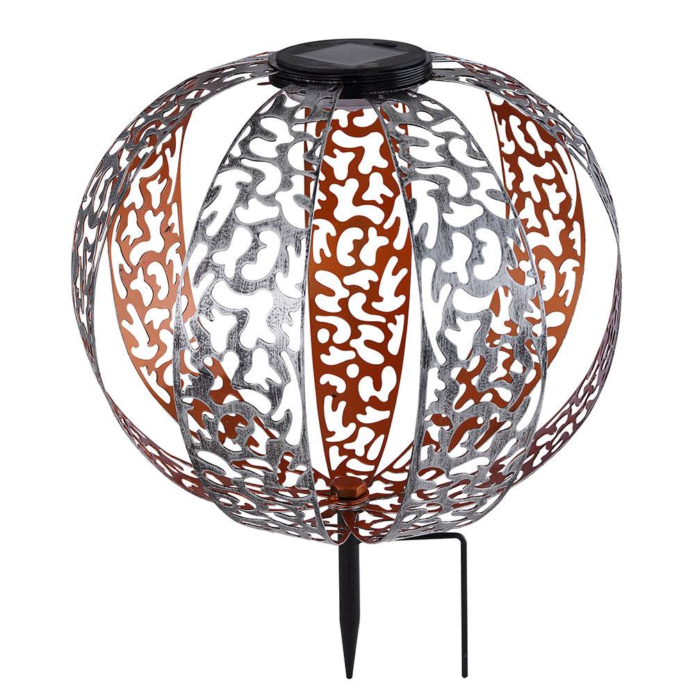 Solarkugel für Außen goldfarben Kugel Solarleuchte Garten Solarlampe orientalisch, mit Lichteffekt und Erdspieß, 1x LED warmweiß, DxH 30x41 cm