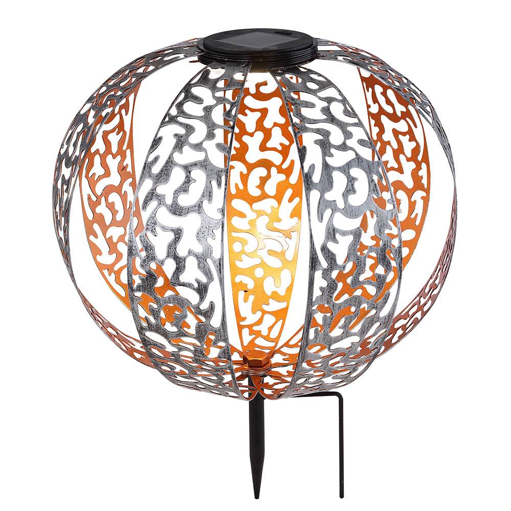 Solarkugel für Außen goldfarben Kugel Solarleuchte Garten Solarlampe orientalisch, mit Lichteffekt und Erdspieß, 1x LED warmweiß, DxH 30x41 cm