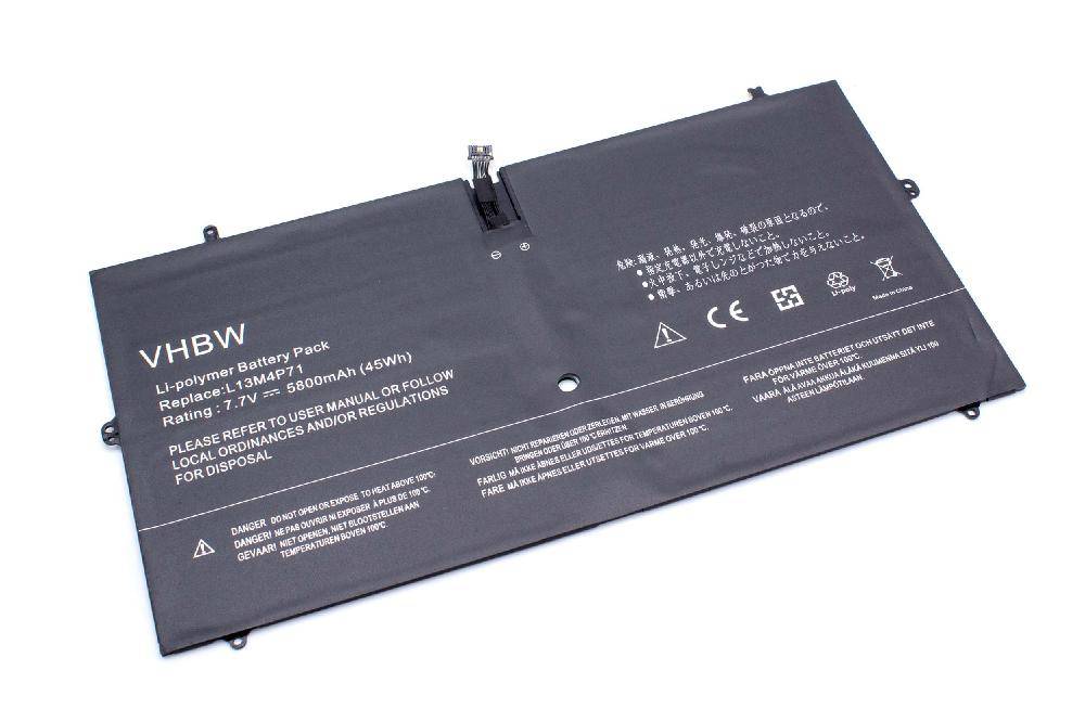 vhbw Akku Ersatz für Lenovo L14S4P71, L13M4P71, 5B10K10181, 121500267, 121500264 für Notebook (5800 mAh, 7,7 V, Li-Polymer)