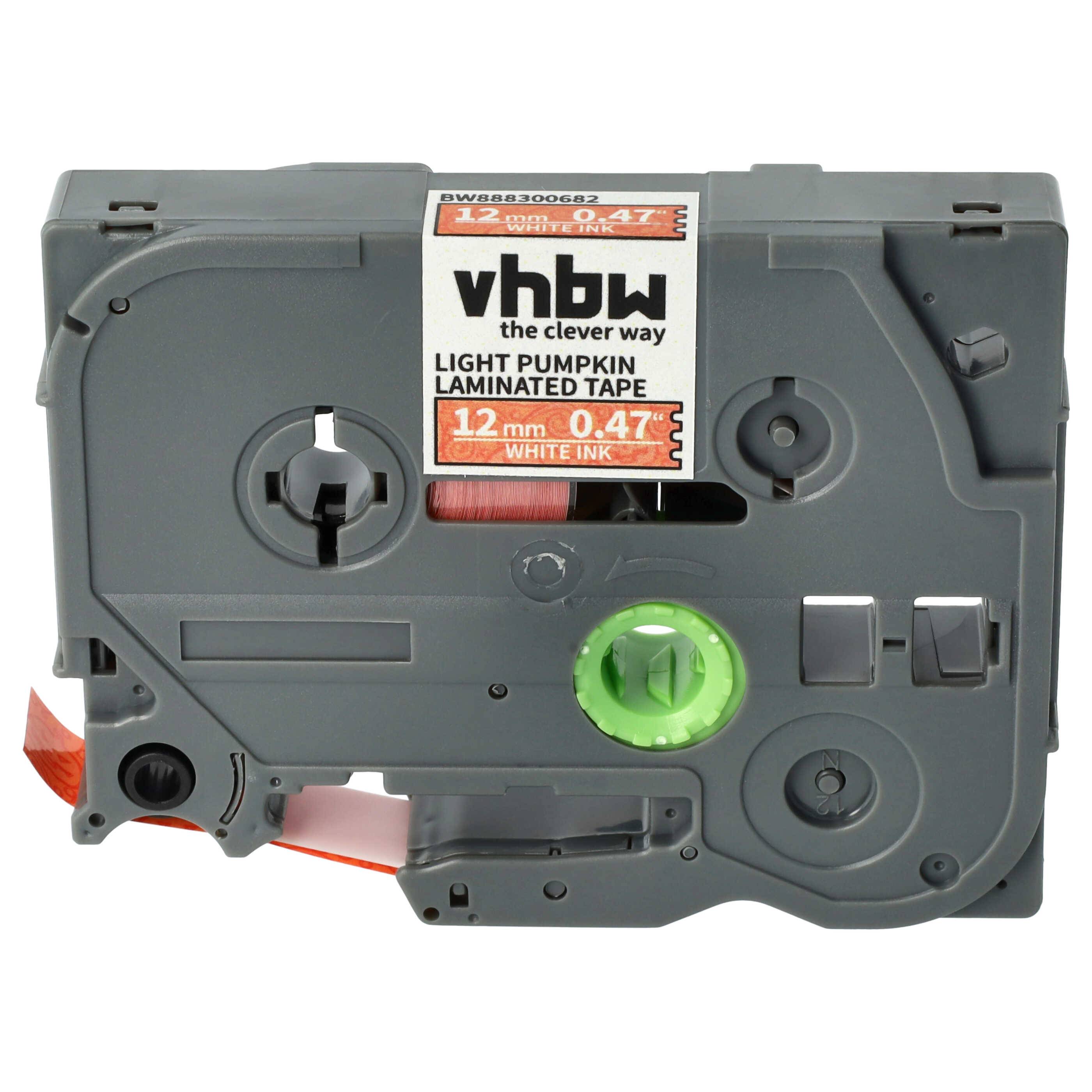 vhbw Schriftband-Kassette Ersatz für Brother TZE-MPHB35 für Etiketten-Drucker 8m x 12mm Weiß auf Orange (Kürbismuster), Laminiert
