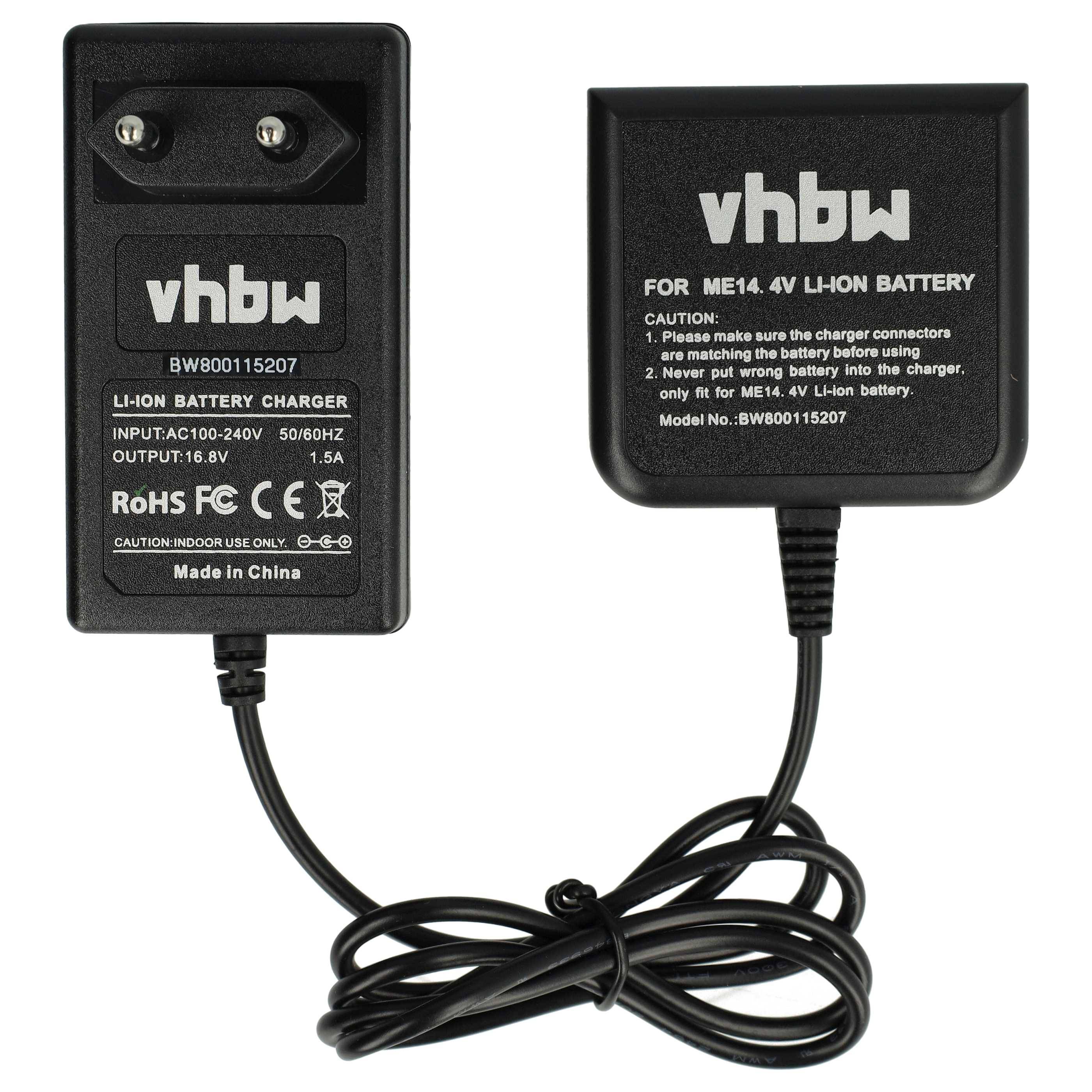 vhbw Ladegerät kompatibel mit Metabo BS 14.4, BS 14.4 6.02105.50, BS 14.4 6.02105.51, BS 14.4 LT Compact Werkzeug Li-Ion-Akkus (14,4V)