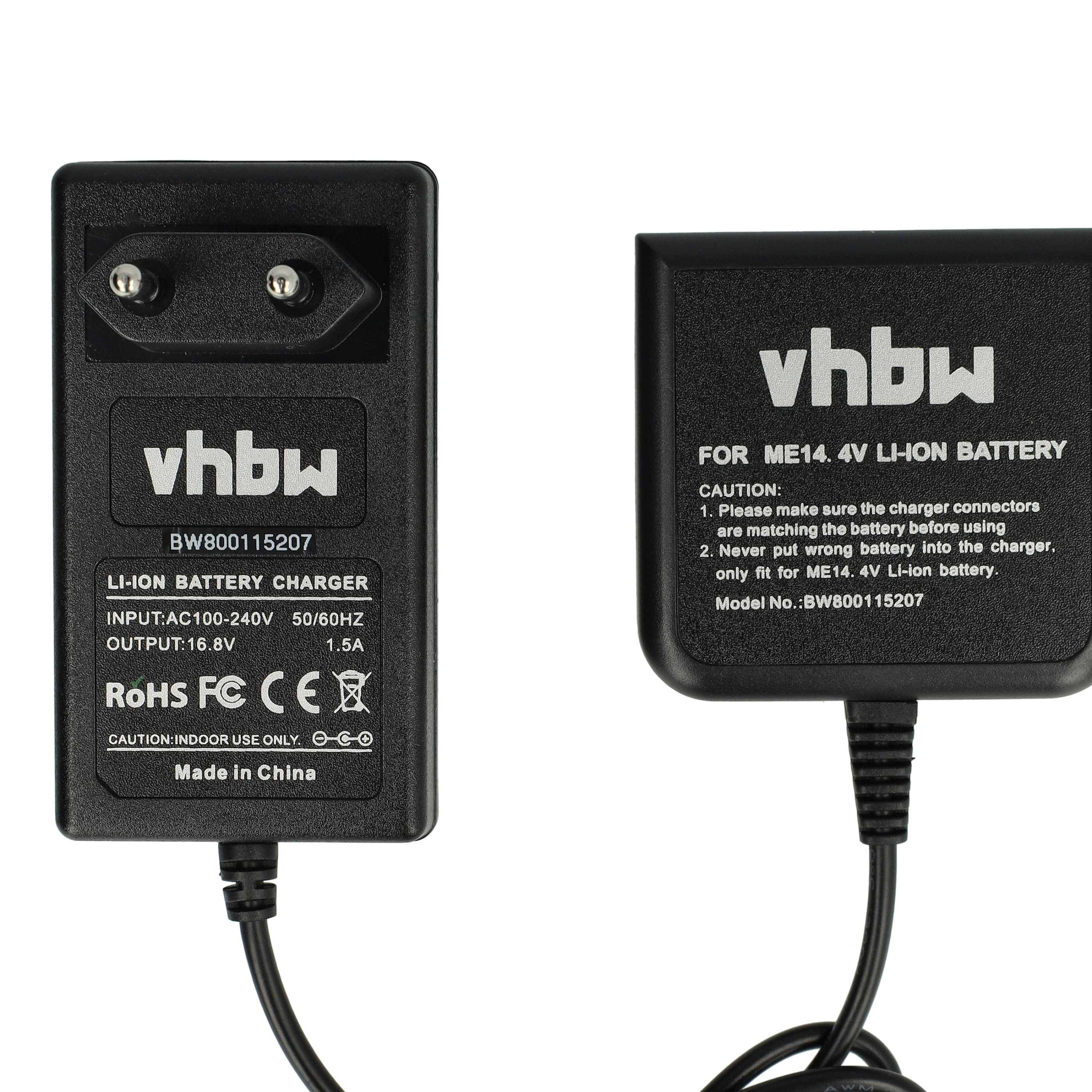 vhbw Ladegerät kompatibel mit Metabo SLA 14.4-18 LED, SSD 14.4 LT/LTX 6.02125.85, SSD 14.4 LT 6.02125.50 Werkzeug Li-Ion-Akkus (14,4V)