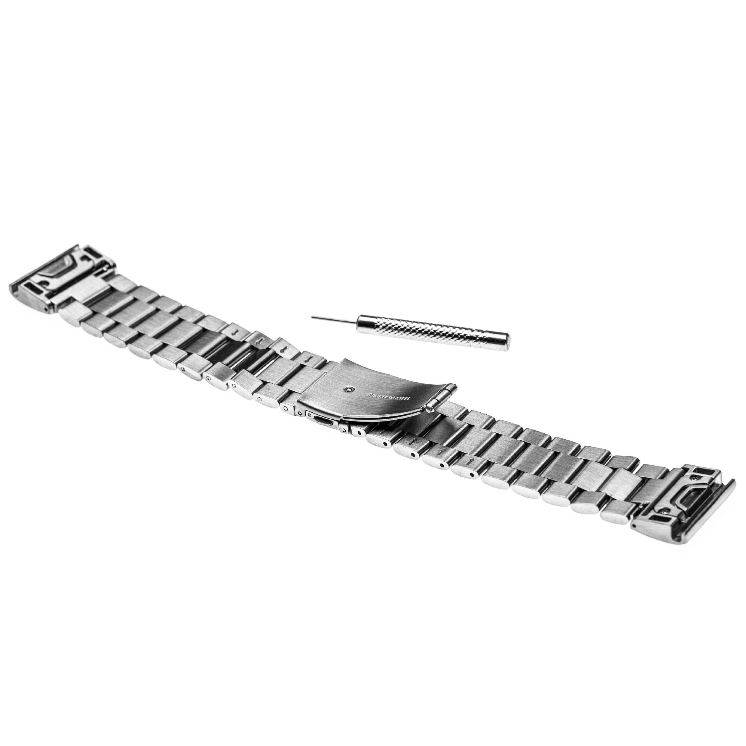 vhbw Ersatz Armband kompatibel mit Garmin Fenix 5s, 5S Plus, 6S Fitnessuhr, Smartwatch - 20,4 cm Edelstahl silber