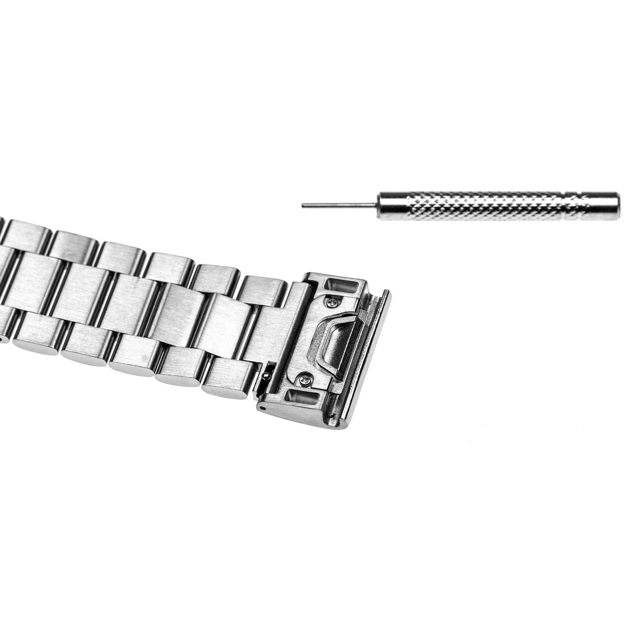 vhbw Ersatz Armband kompatibel mit Garmin Fenix 5s, 5S Plus, 6S Fitnessuhr, Smartwatch - 20,4 cm Edelstahl silber