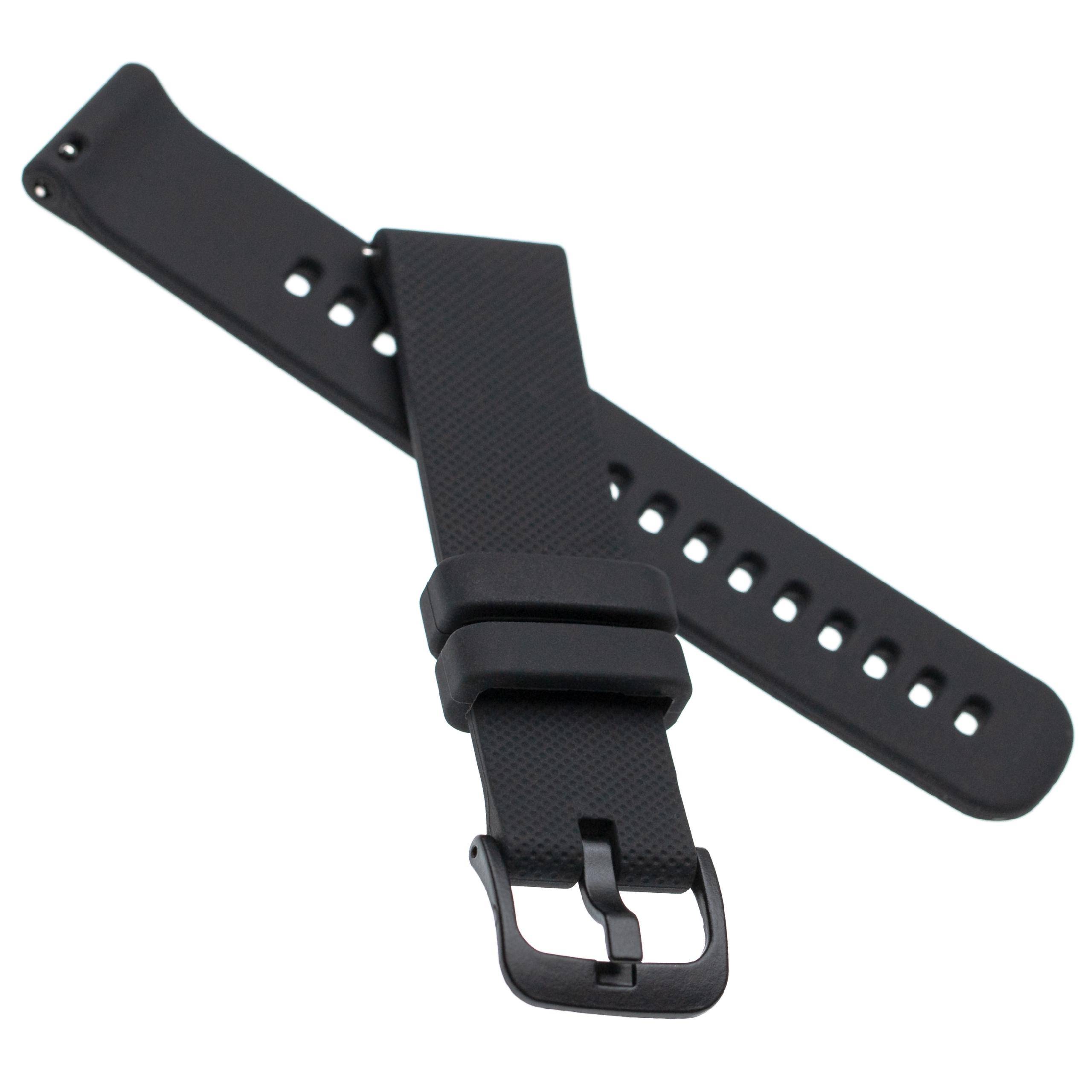 Schwarzes Silikon-Uhrenarmband mit strukturierter Oberfläche und Schnallenverschluss, entwickelt für die Handgelenknutzung.