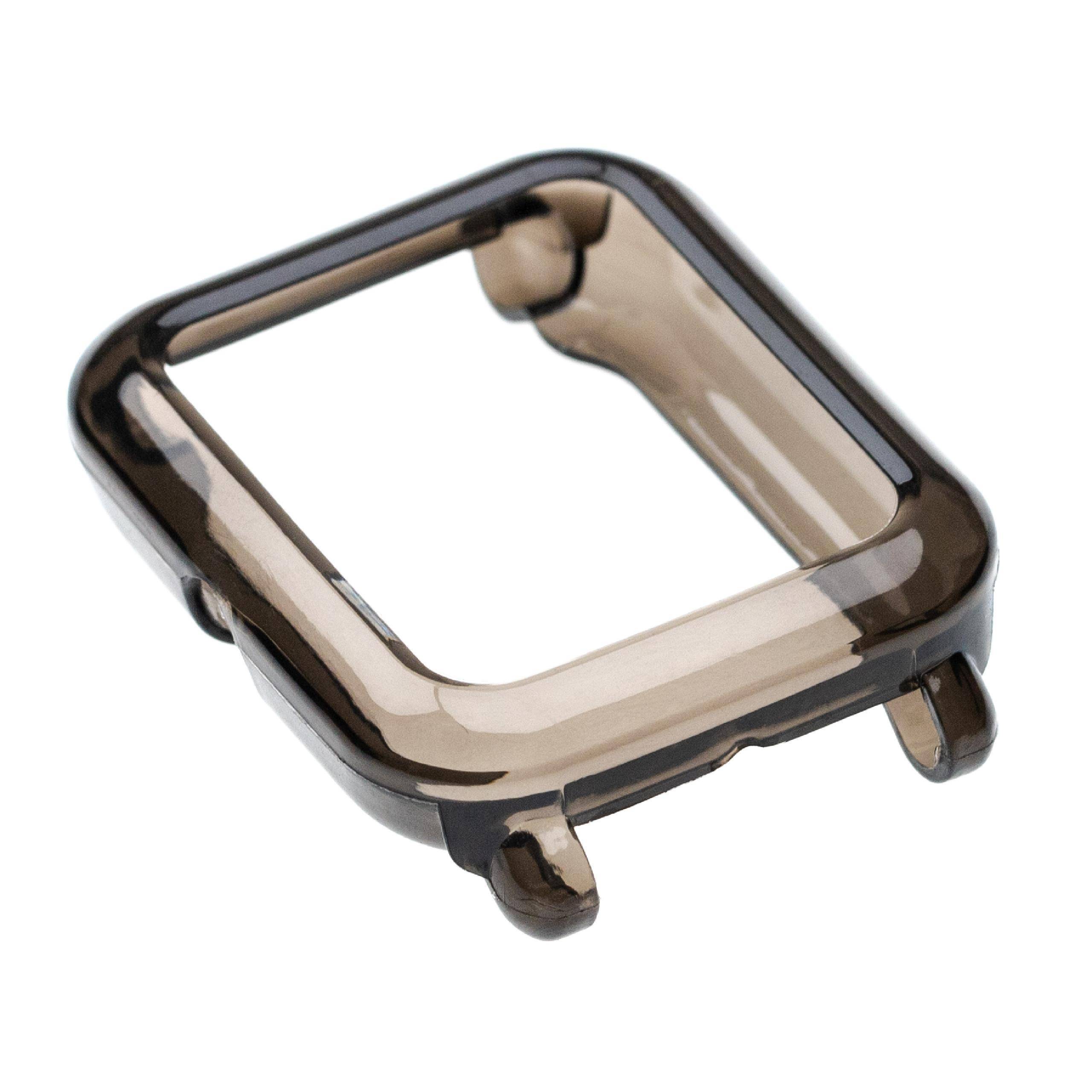 vhbw Hülle Cover kompatibel mit Amazfit Bip Lite, Bip Smartwatch, Fitnesstracker - TPU Schwarz Transparent