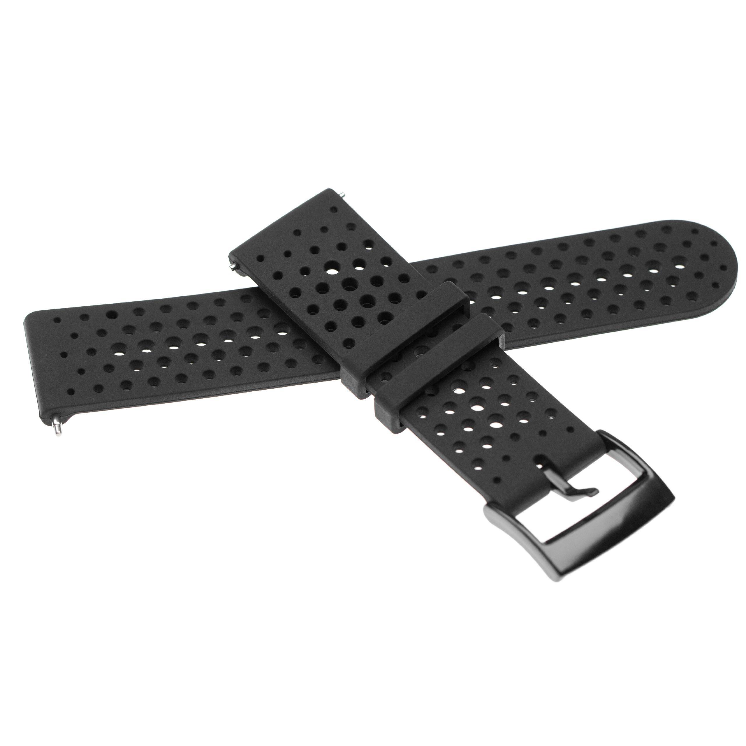 vhbw Ersatz Armband kompatibel mit Suunto Sunnto D5 Fitnessuhr, Smartwatch - 13,4 + 9,5 cm Silikon schwarz