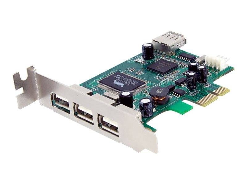 StarTech.com 4 Port USB 2.0 HighSpeed PCI Express Low Profile Schnittstellenkarte - 1 x USB 2.0 intern (Buchse) 3 x USB extern (Buchse)