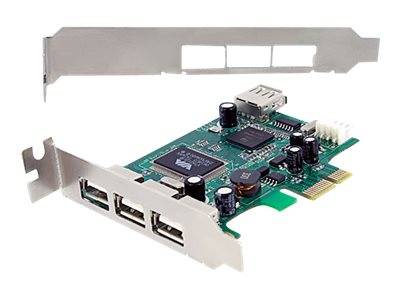 StarTech.com 4 Port USB 2.0 HighSpeed PCI Express Low Profile Schnittstellenkarte - 1 x USB 2.0 intern (Buchse) 3 x USB extern (Buchse)