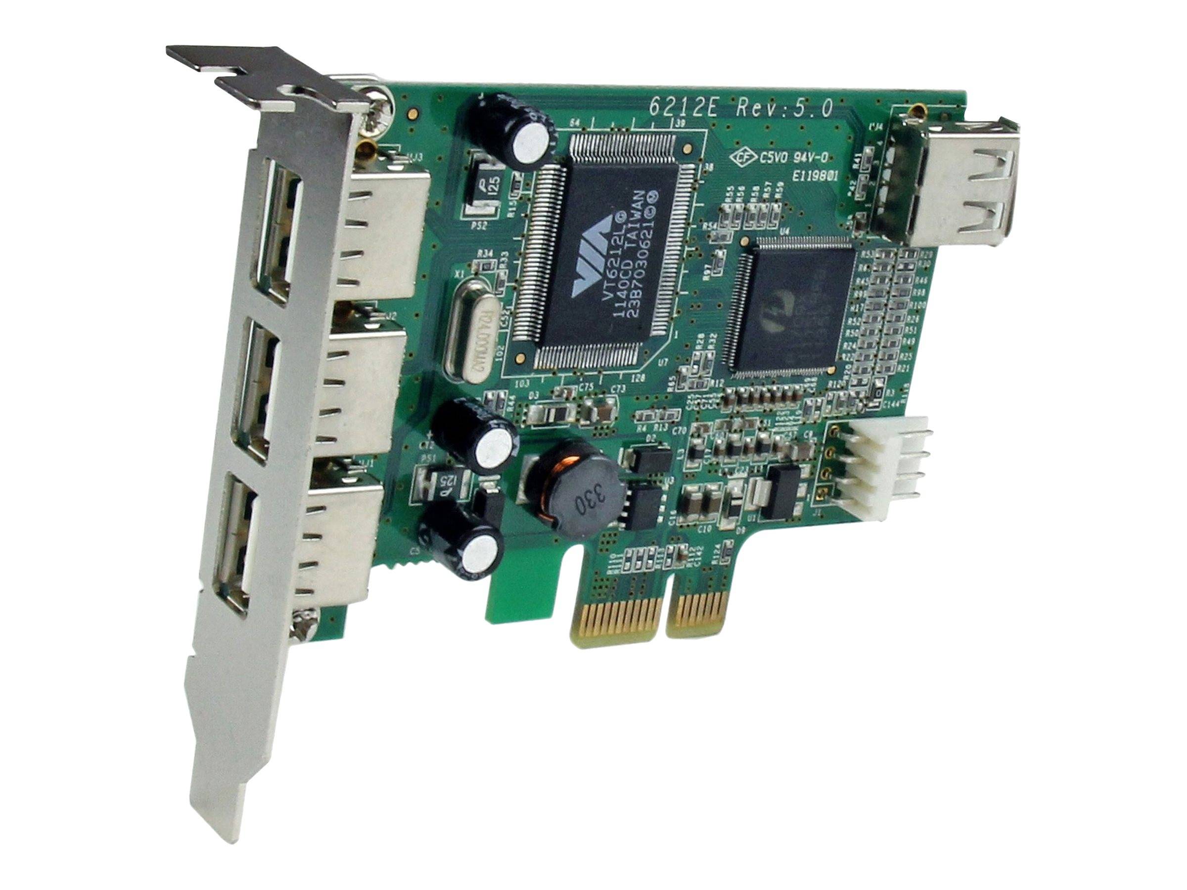 StarTech.com 4 Port USB 2.0 HighSpeed PCI Express Low Profile Schnittstellenkarte - 1 x USB 2.0 intern (Buchse) 3 x USB extern (Buchse)
