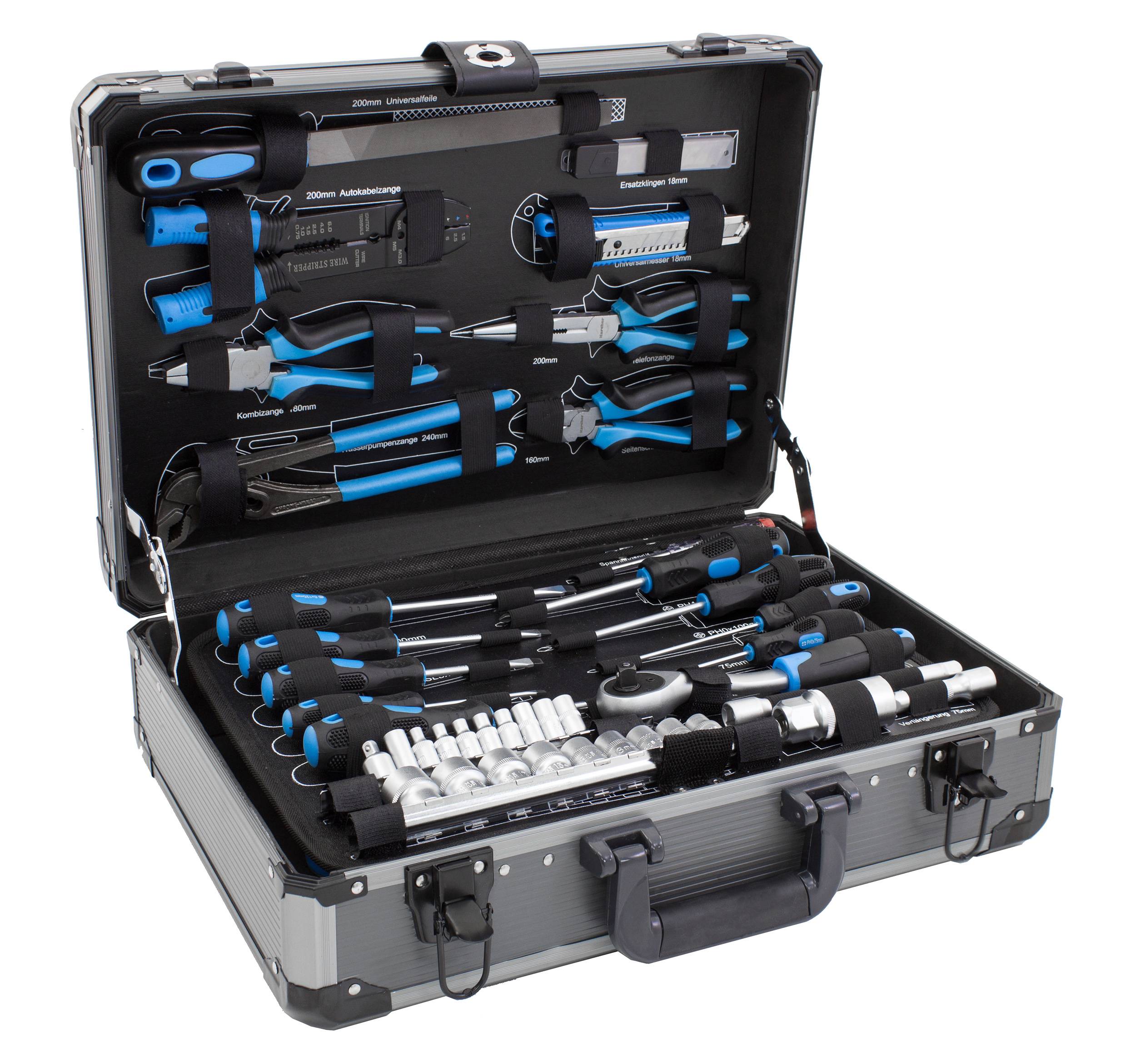 Karcher Werkzeugkoffer 101-teilig mit Hammer, Schraubendreher, Nagelset (200 Teile) uvm.