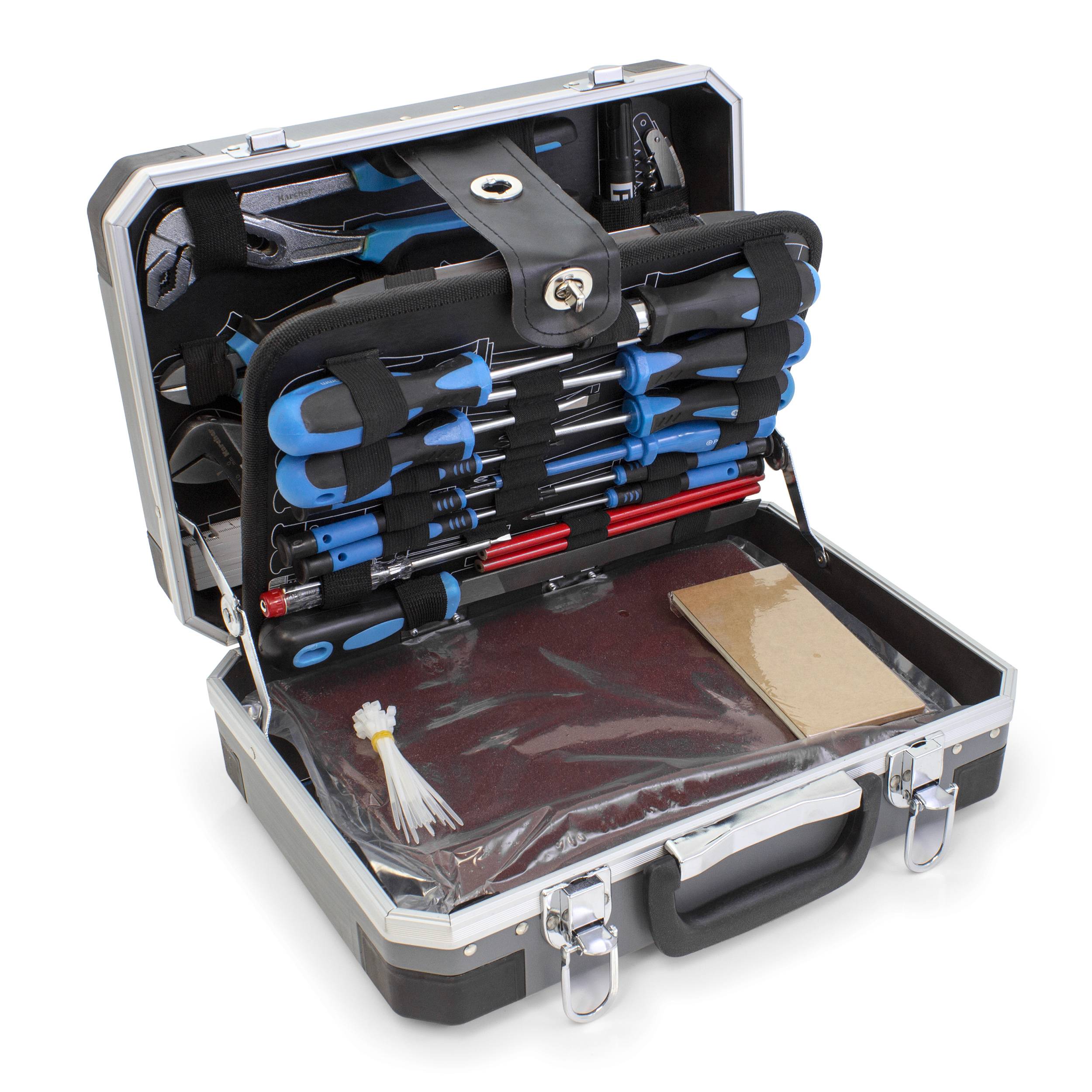 Karcher Werkzeugkoffer 114-teilig mit Hammer, Schraubendreher, Steckschlüssel, Bitsatz uvm.
