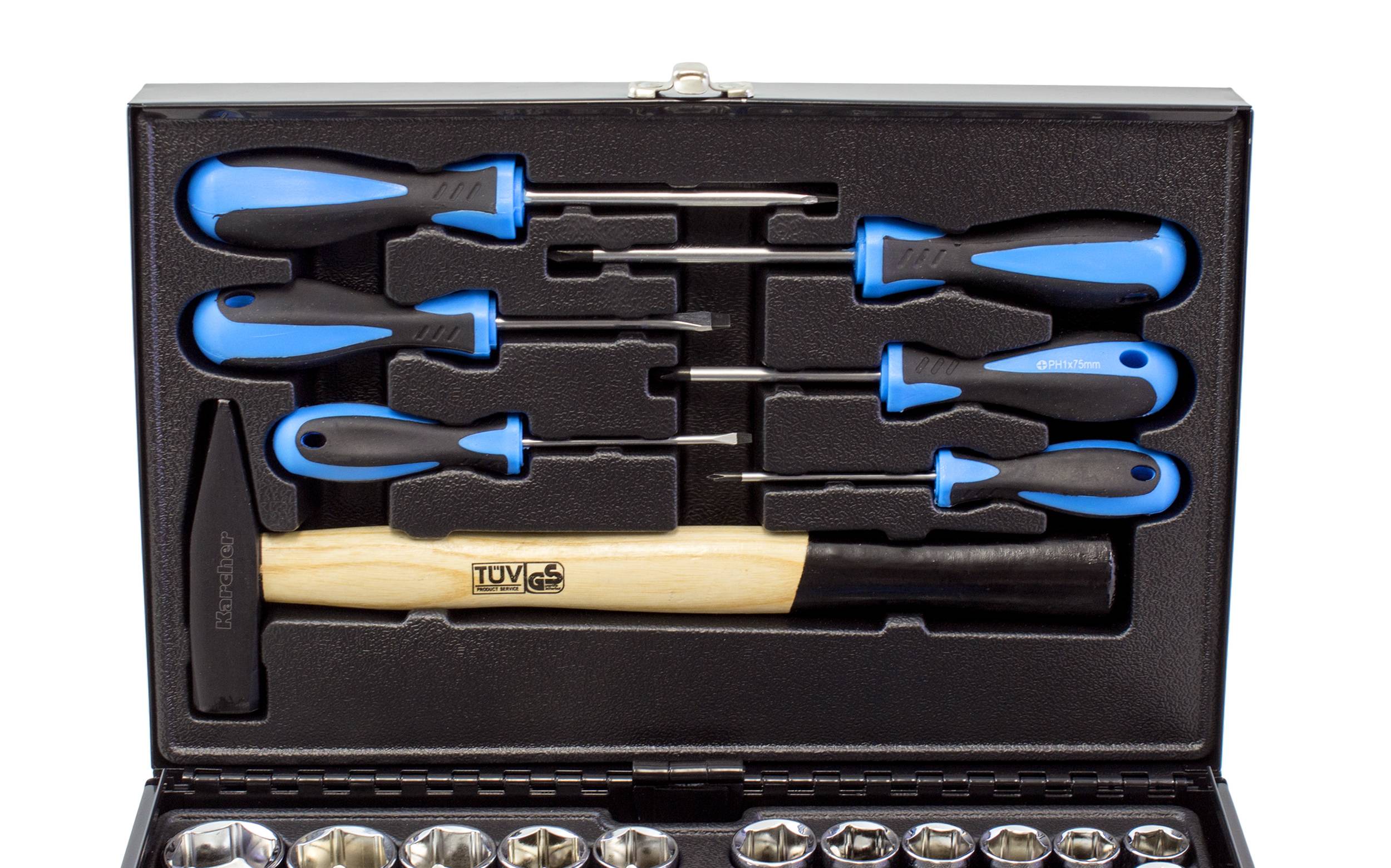 Karcher Werkzeugkasten - 117-teiliges Werkzeugset aus Chrom Vanadium & Karbonstahl
