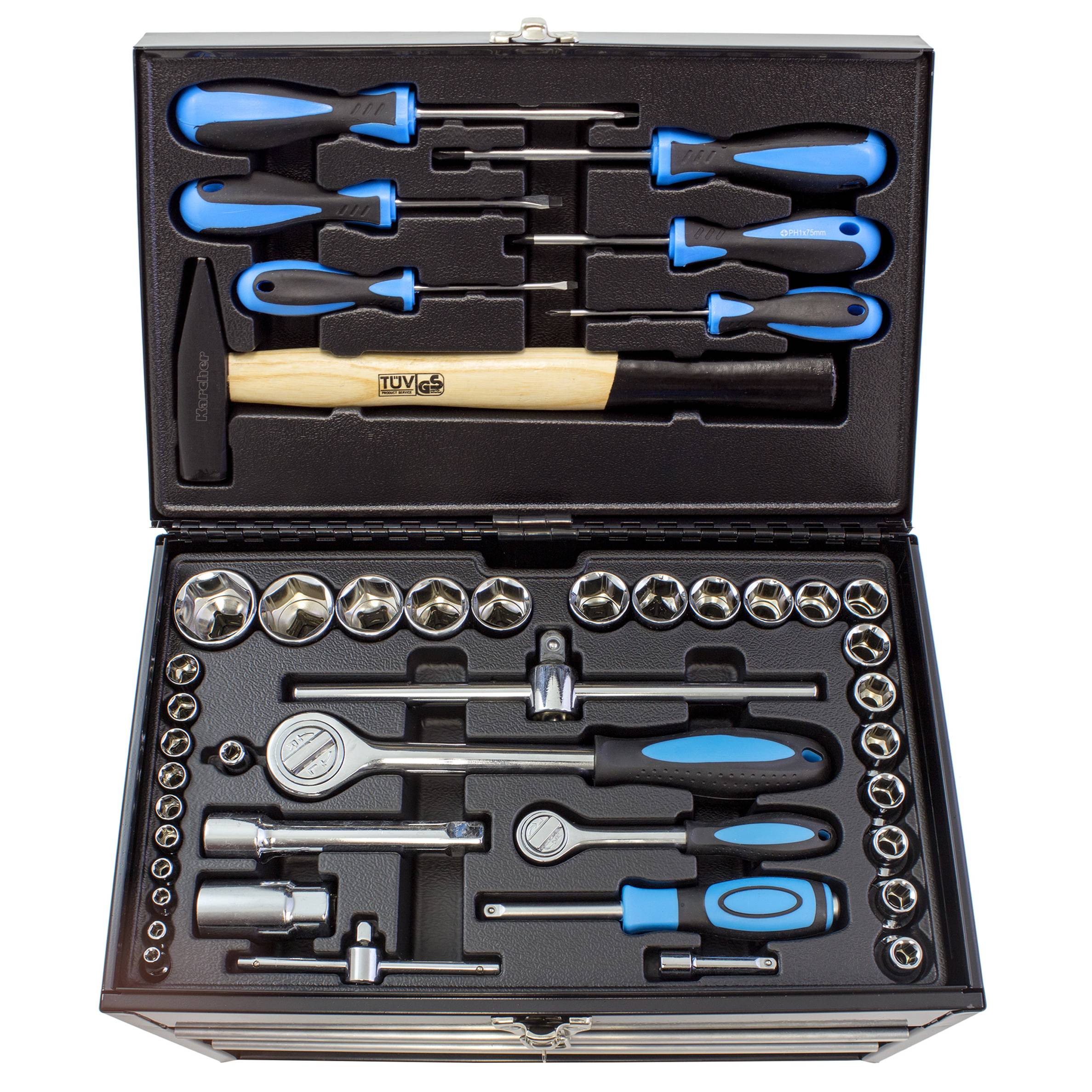 Karcher Werkzeugkasten - 117-teiliges Werkzeugset aus Chrom Vanadium & Karbonstahl