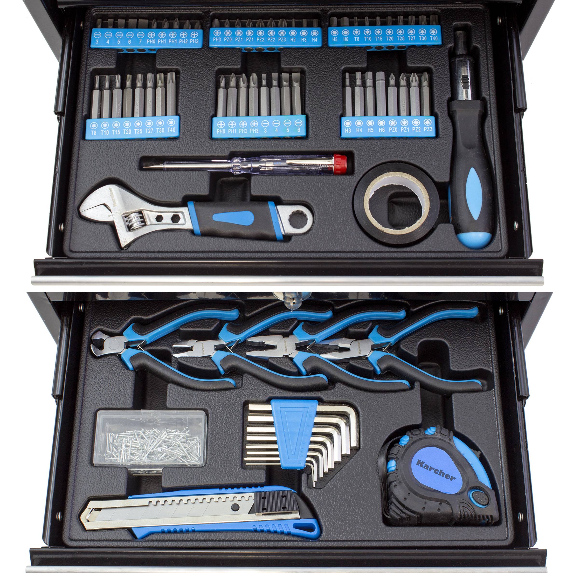 Karcher Werkzeugkasten - 117-teiliges Werkzeugset aus Chrom Vanadium & Karbonstahl