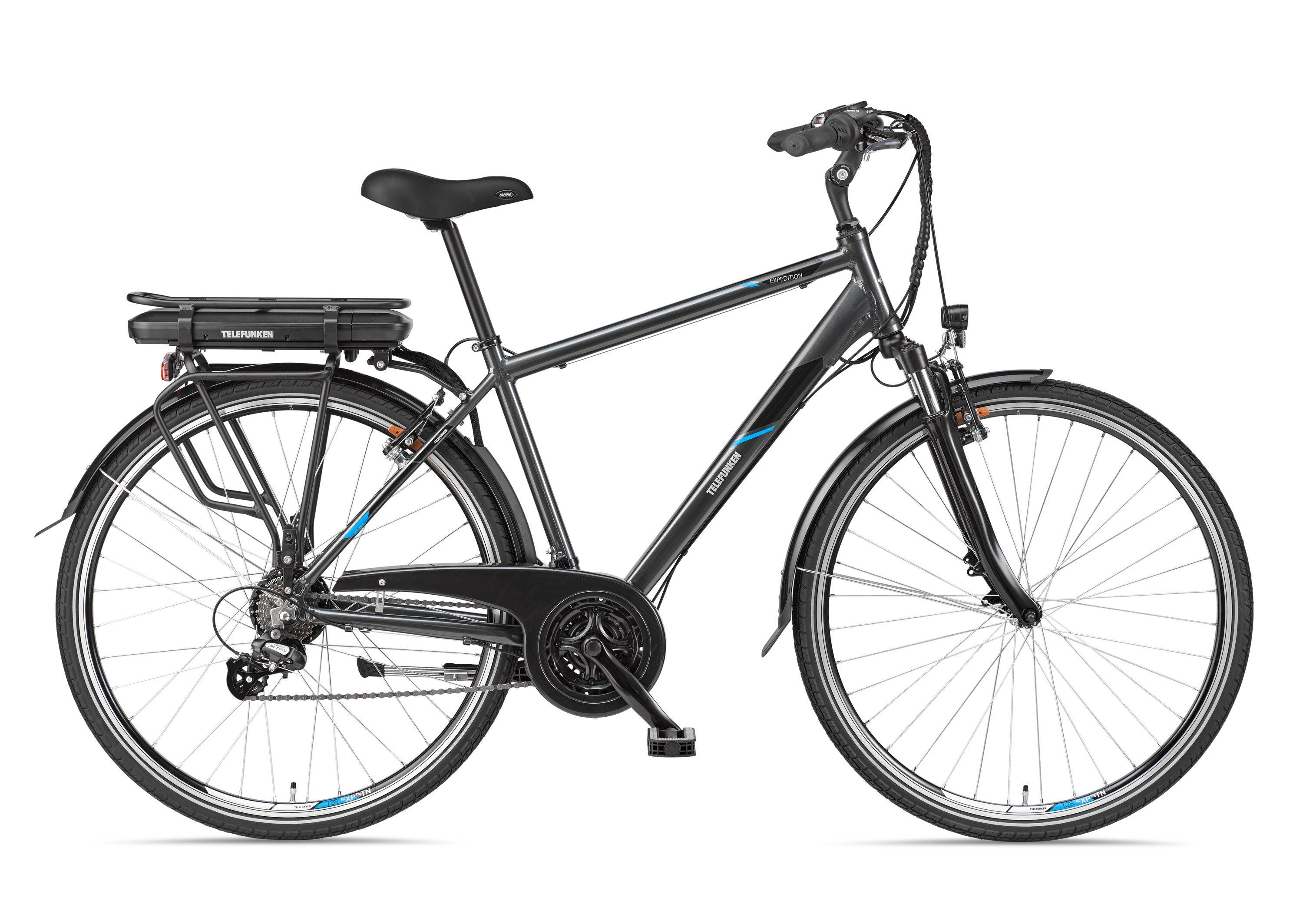 Telefunken E-Bike XT481 mit 21-Gang Shimano Kettenschaltung - Hinterrad-Motor 250W 10Ah, 36V Akku