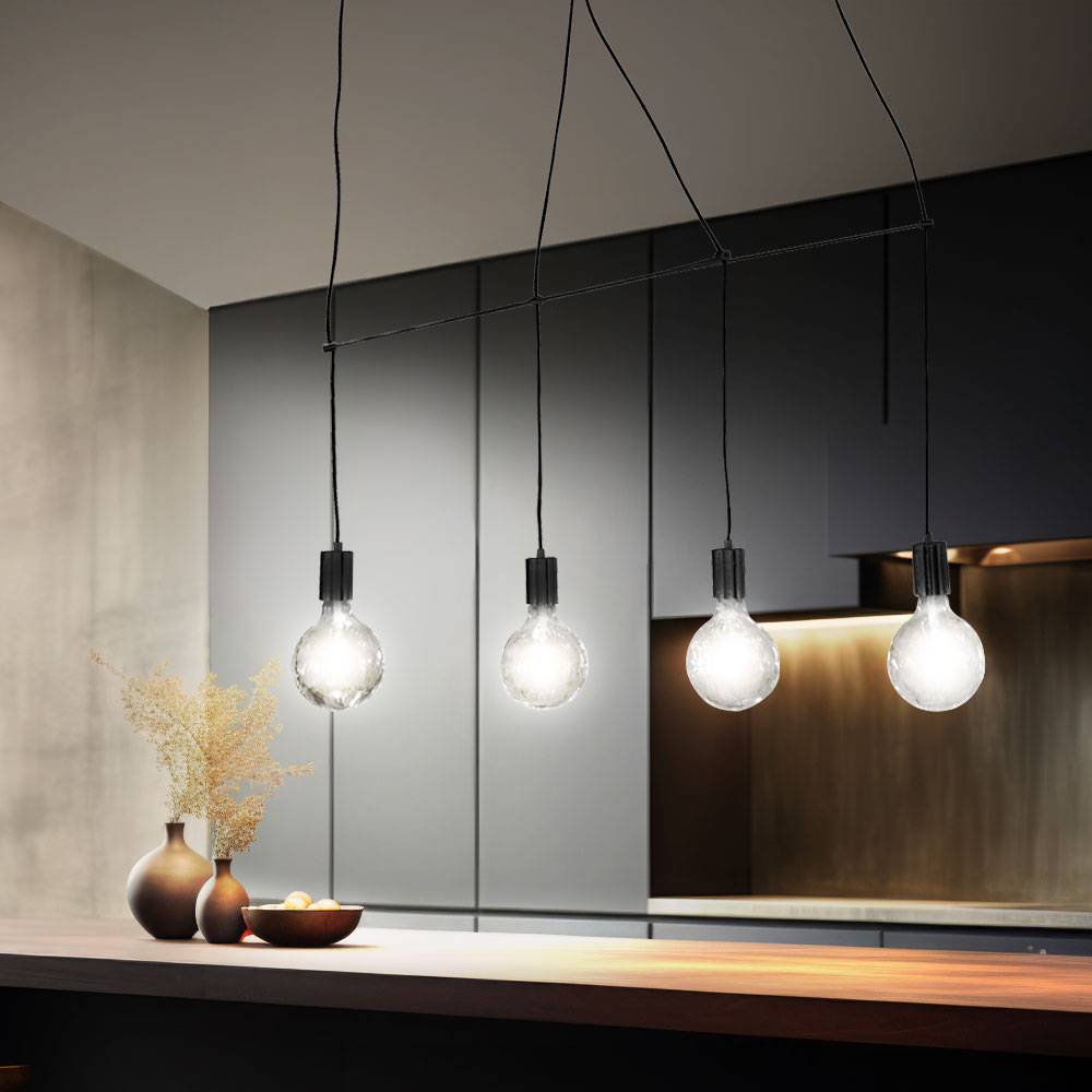 Hänge Leuchte schwarz Pendel Lampe Wohn Ess Schlaf Zimmer Beleuchtung Decken Strahler