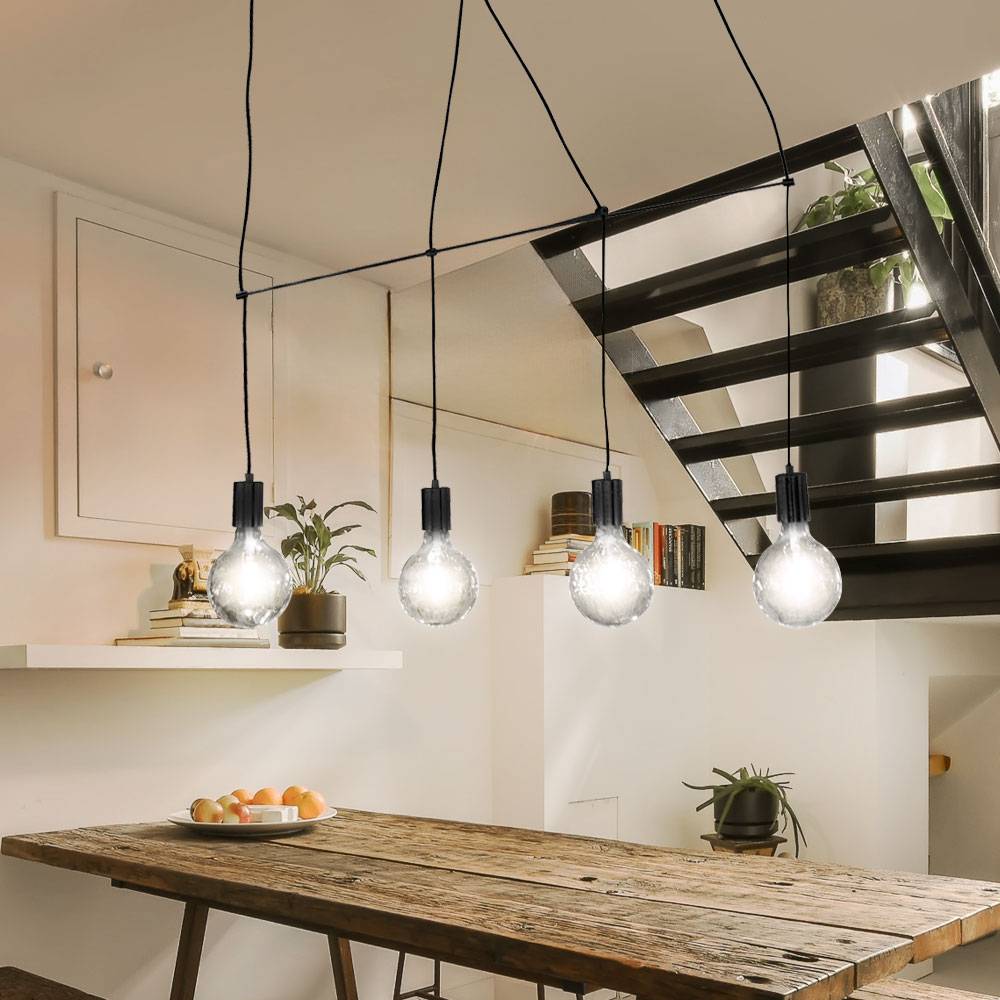 Hänge Leuchte schwarz Pendel Lampe Wohn Ess Schlaf Zimmer Beleuchtung Decken Strahler