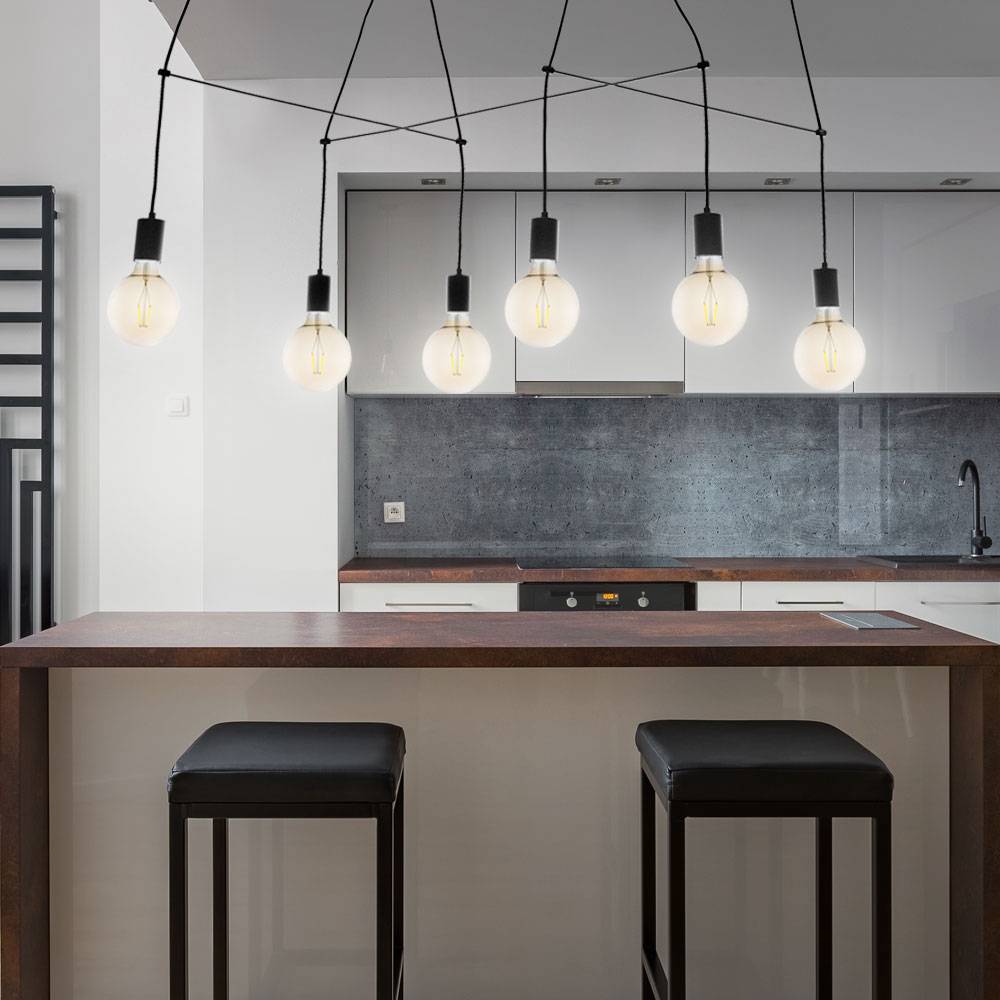 Decken Pendel Leuchte Retro Industrie Wohn Ess Zimmer Beleuchtung Hänge Lampe schwarz