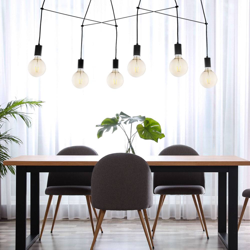 Decken Pendel Leuchte Retro Industrie Wohn Ess Zimmer Beleuchtung Hänge Lampe schwarz