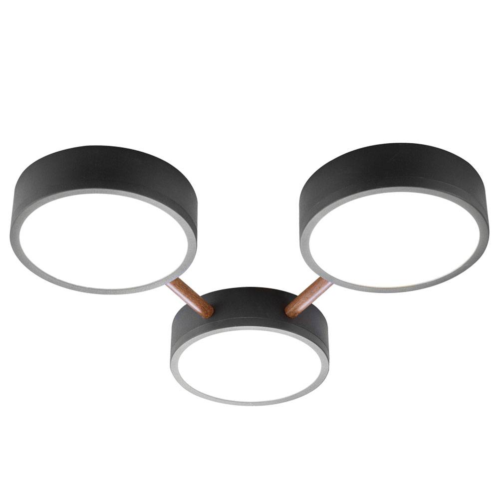 Deckenleuchte dimmbar Deckenlampe schwarz rund Wohnzimmerleuchte Holzoptik, 1x LED 23W 2150Lm warmweiß, LxBxH 45x43x8 cm