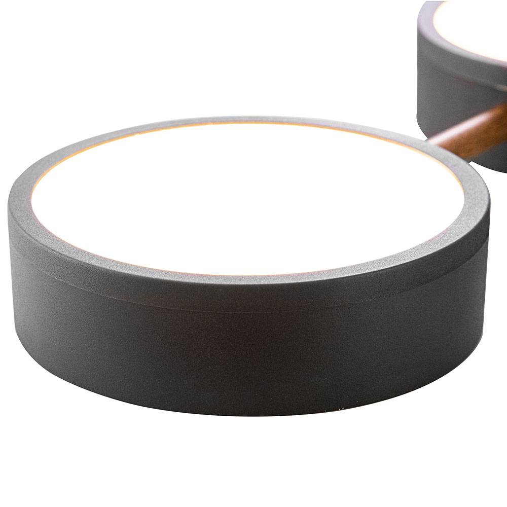 Deckenleuchte dimmbar Deckenlampe schwarz rund Wohnzimmerleuchte Holzoptik, 1x LED 23W 2150Lm warmweiß, LxBxH 45x43x8 cm