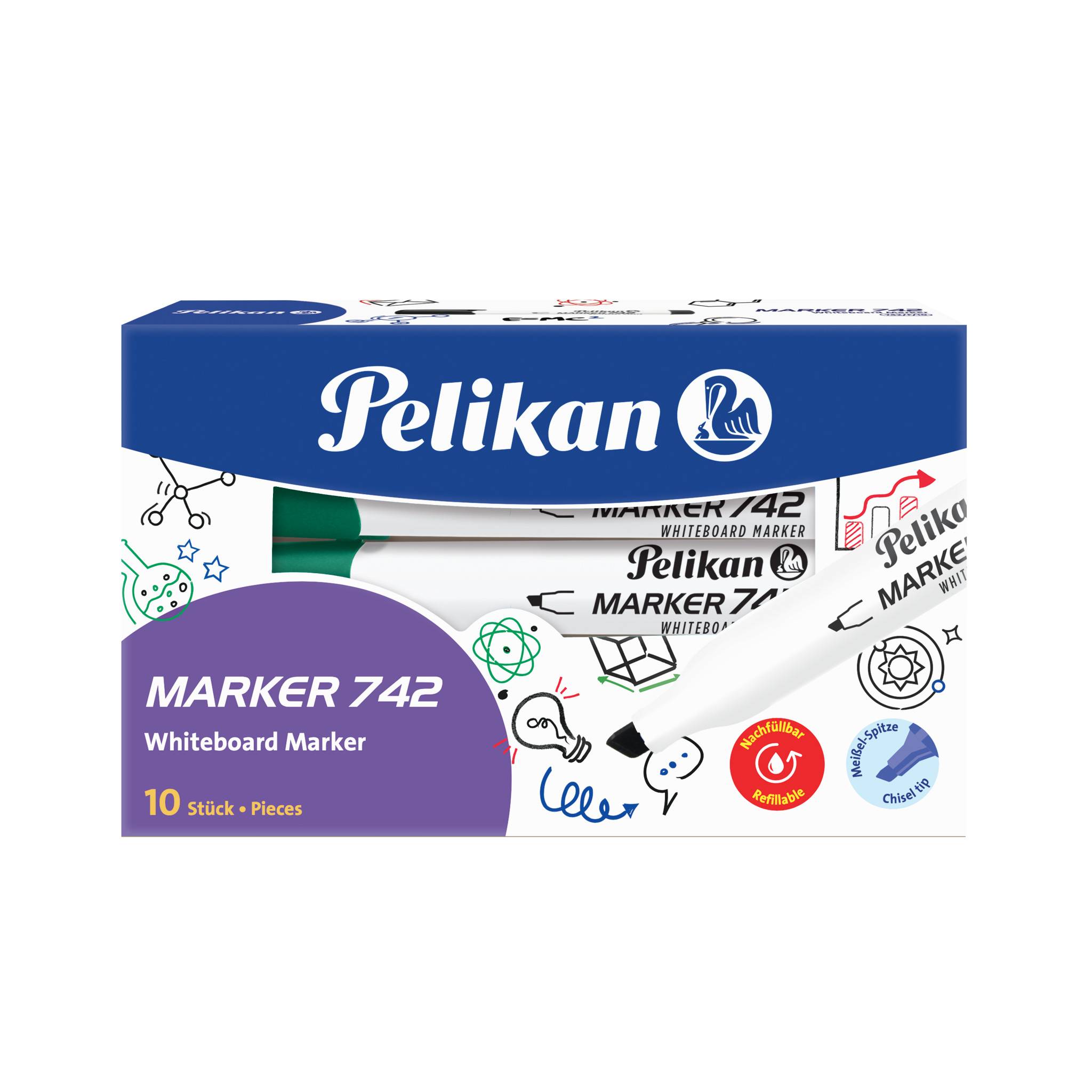 Pelikan 742, 10 Stück(e), Grün, Meißel, Grün, Weiß, Rund