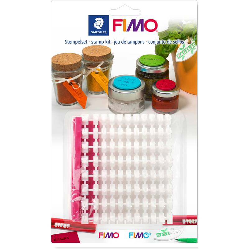 FIMO Stempelset, aus Kunststoff, 88 Zeichen, weiß