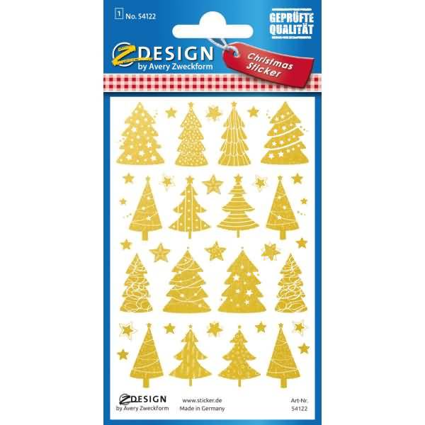 Weihnachtssticker Folie Weihnachtsbäume gold 38 Aufkleber