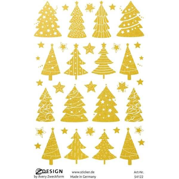 Weihnachtssticker Folie Weihnachtsbäume gold 38 Aufkleber
