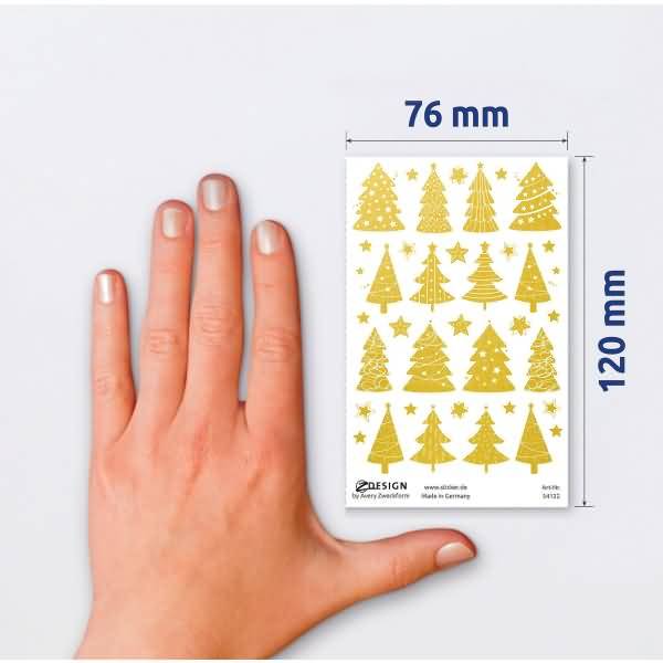 Weihnachtssticker Folie Weihnachtsbäume gold 38 Aufkleber