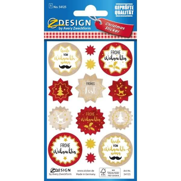 Weihnachtssticker Papier Weihnachtswünsche mehrfarbig 14 Aufkleber