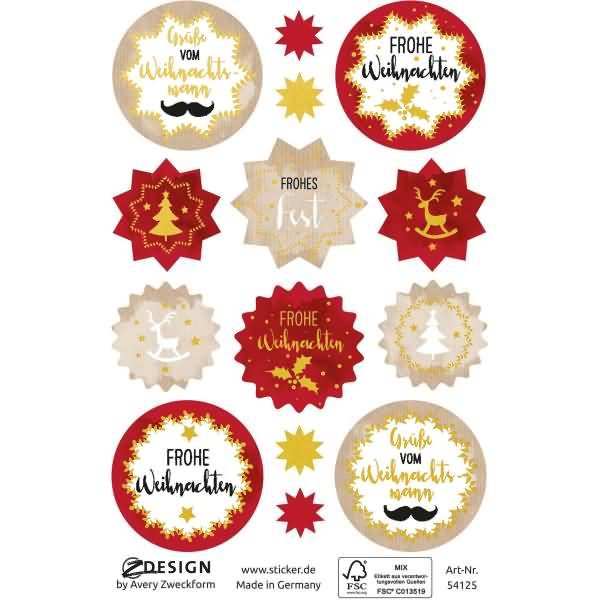 Weihnachtssticker Papier Weihnachtswünsche mehrfarbig 14 Aufkleber