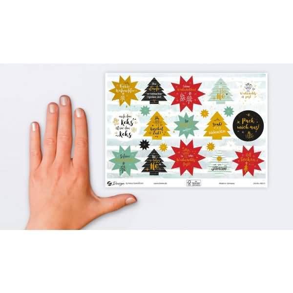 Weihnachtssticker Papier Weihnachtswünsche mehrfarbig 44 Aufkleber