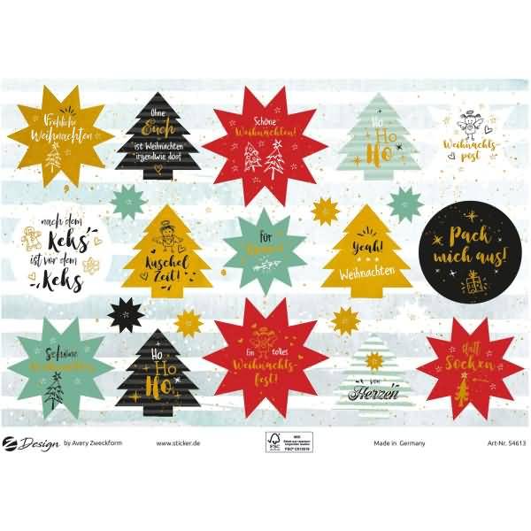 Weihnachtssticker Papier Weihnachtswünsche mehrfarbig 44 Aufkleber