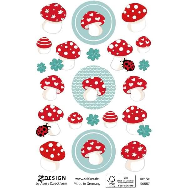 Deko Sticker Papier Glückspilze mehrfarbig 42 Aufkleber