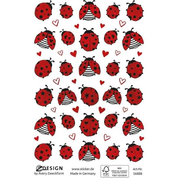 Deko Sticker Papier Marienkäfer mehrfarbig 52 Aufkleber