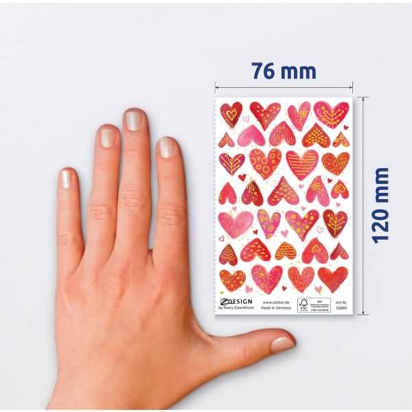 Deko Sticker Papier Herzen mehrfarbig 47 Aufkleber