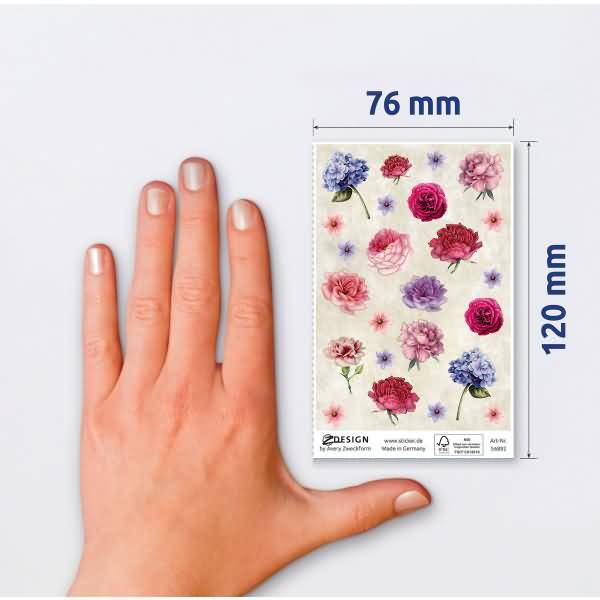 Deko Sticker Papier Blumen mehrfarbig 24 Aufkleber