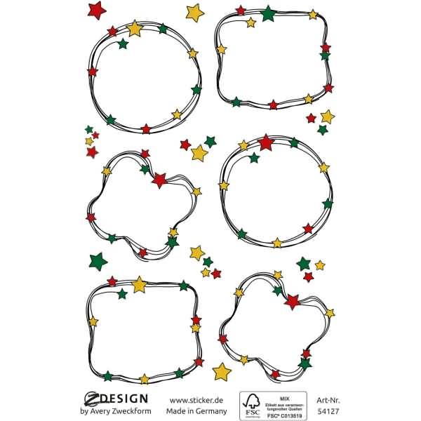 Weihnachtssticker Papier Weihnachtsmotive mehrfarbig 6 Aufkleber