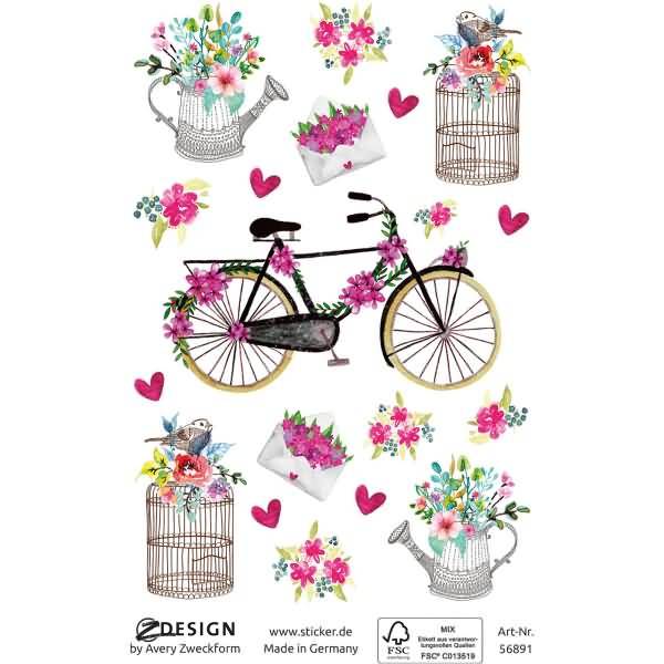 Deko Sticker Papier Blumen mehrfarbig 38 Aufkleber