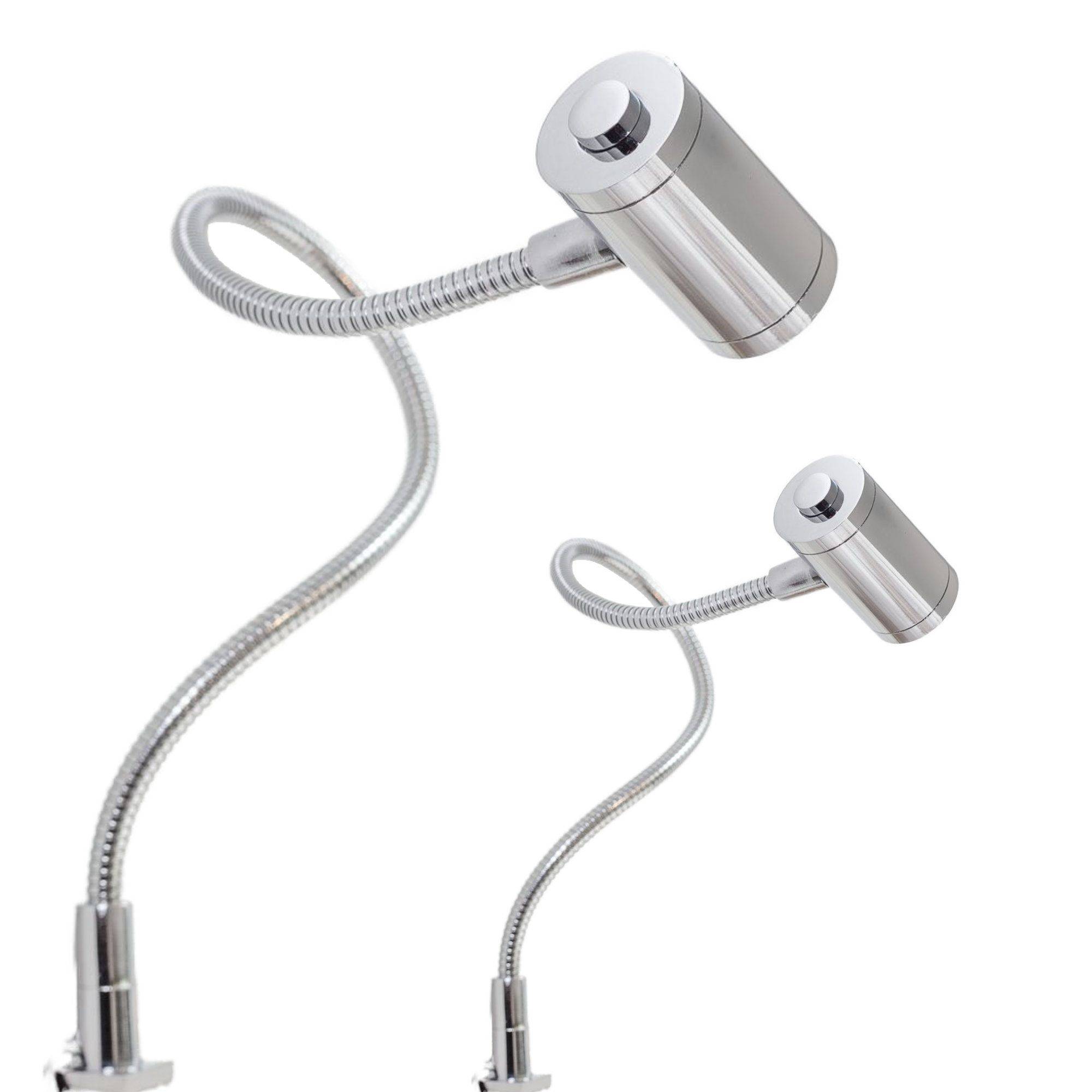 kalb | LED Bettleuchte verchromt 3W warmweiß Leseleuchte Aufbauleuchte Nachttischlampe