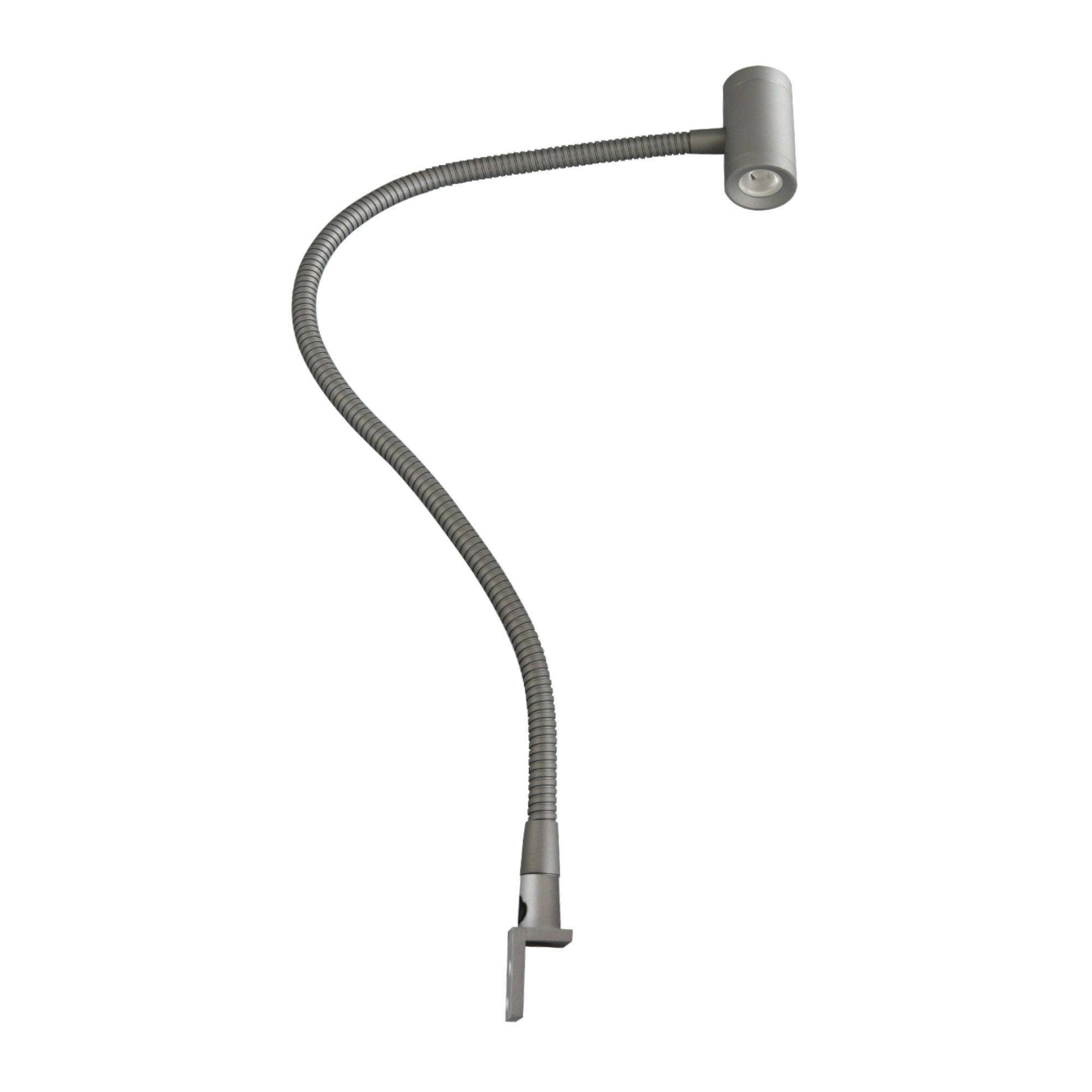 kalb | LED Bettleuchte silbergrau 3W warmweiß Leseleuchte Aufbauleuchte Nachttischlampe