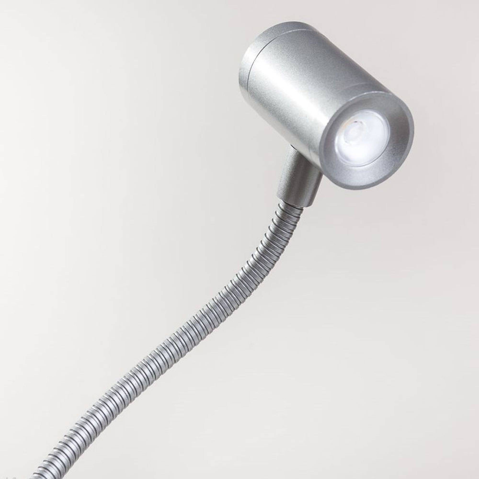 kalb | LED Bettleuchte silbergrau 3W warmweiß Leseleuchte Aufbauleuchte Nachttischlampe