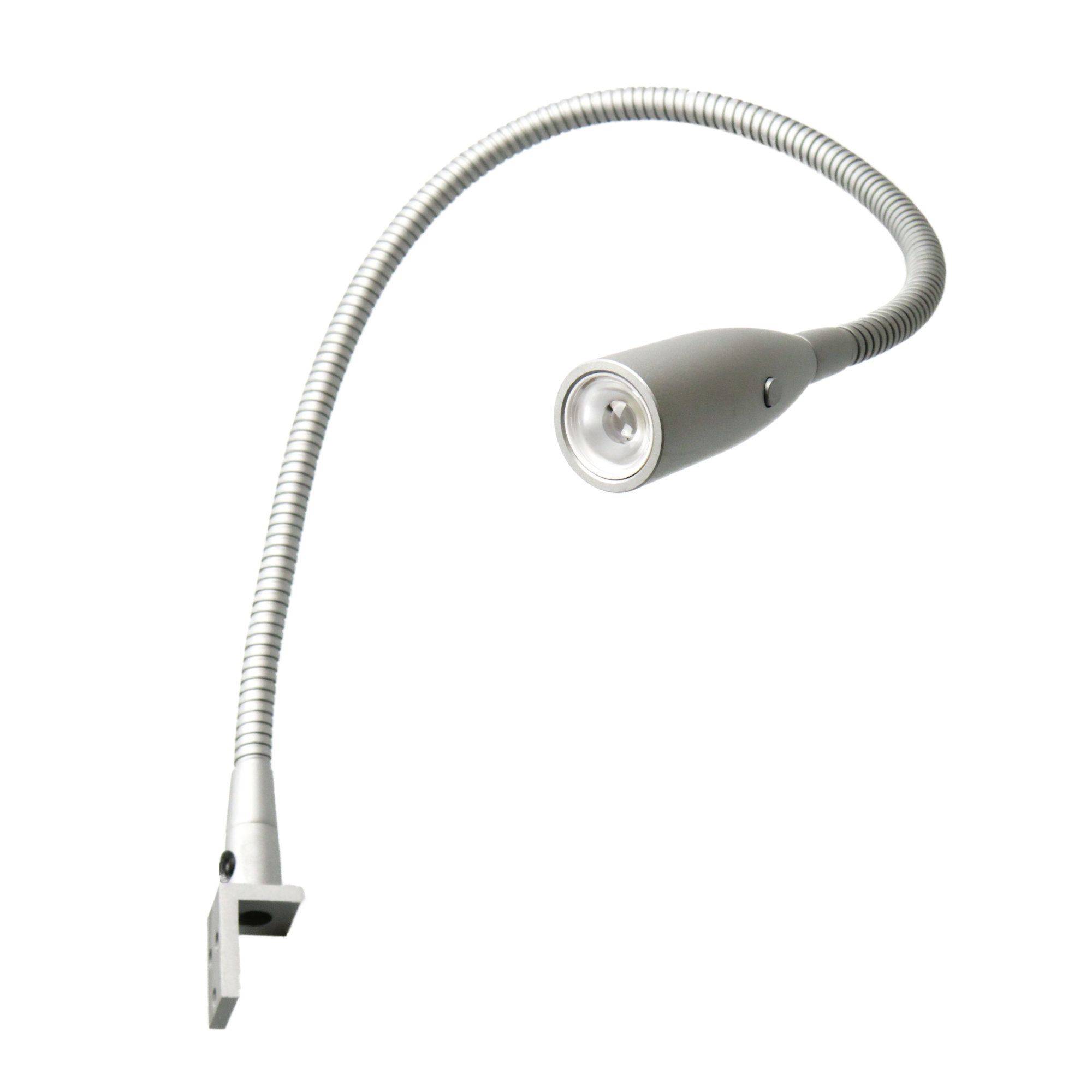 kalb | LED Bettleuchte Aluminium silbergrau warmweiß Leseleuchte Nachttischlampe